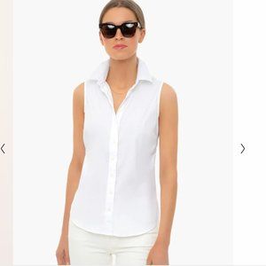"OPRAH MUST HAVE" THE SHIRT by Rochelle Behrens, white sleeveless Perf cond. Lg.